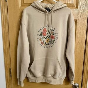 Beige Floral Bible Verse Hoodie | Psalm 62:5 | XL